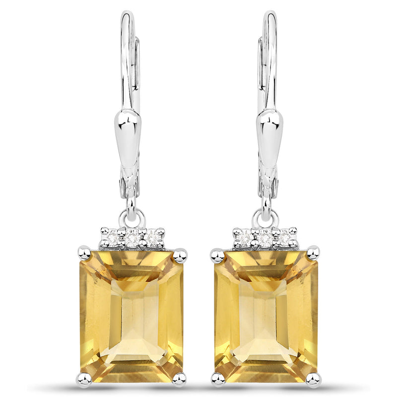 5.63 Carat Genuine Citrine and White Topaz .925 Sterling Silver Earrings