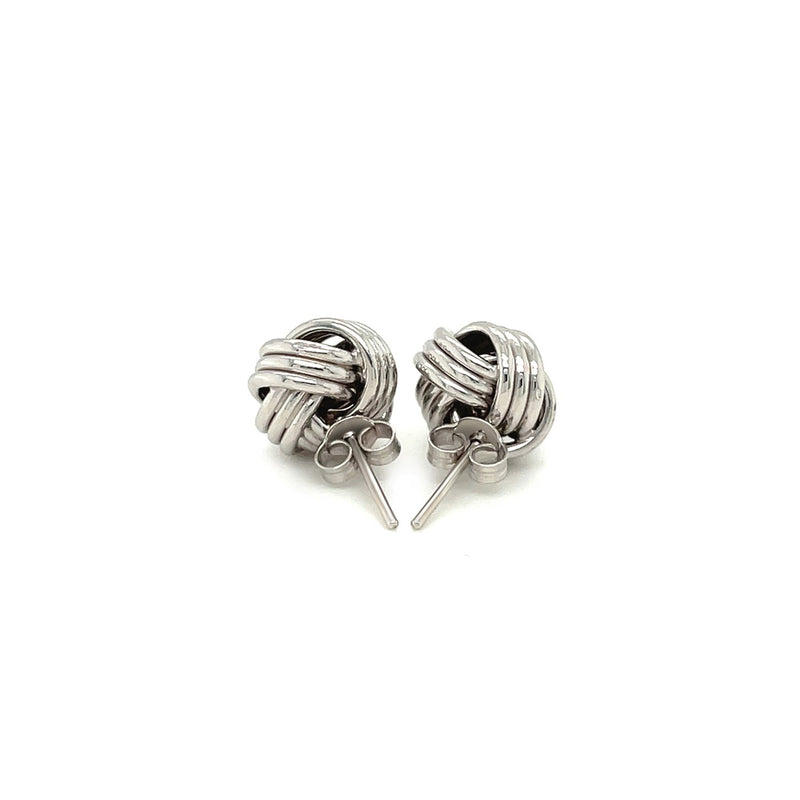 Love Knot Post Earrings in 14k White Gold