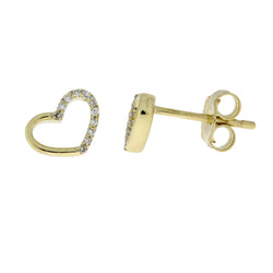 Natural .06ct Diamond Heart Earrings 14KT Yellow Gold