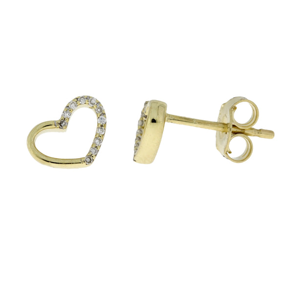 Natural .06ct Diamond Heart Earrings 14KT Yellow Gold