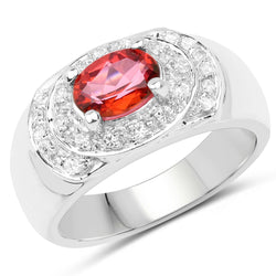 1.37 Carat Genuine Pink Topaz and White Cubic Zirconia .925 Sterling Silver Ring