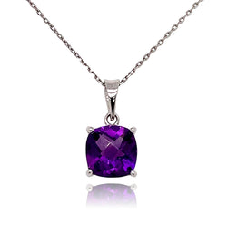 14KW AMETHYST CUSHION PENDANT