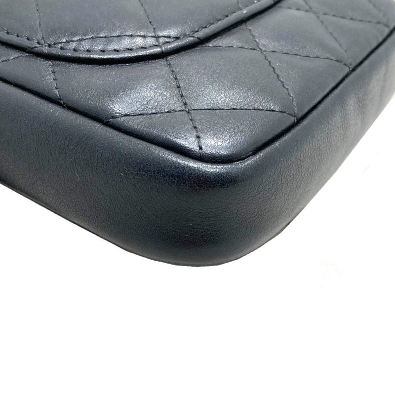 CHANEL Cambon line pochette shoulder bag black calf