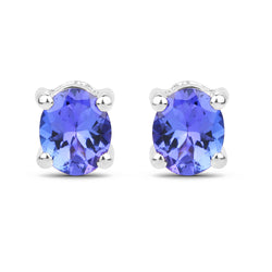 0.70 Carat Genuine Tanzanite 14K White Gold Earrings