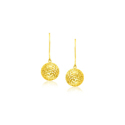 14k Yellow Gold Dangling Round Mesh Earrings