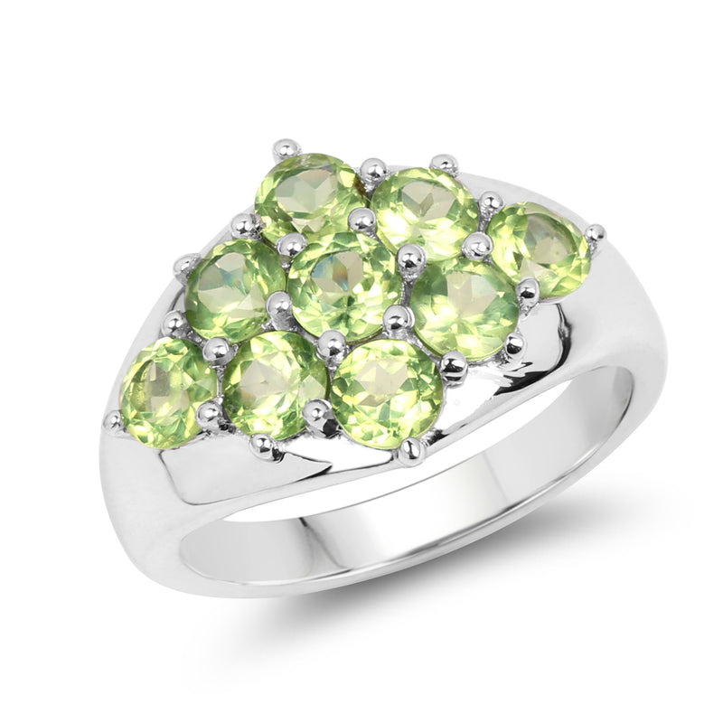 2.16 Carat Genuine Peridot .925 Sterling Silver Ring