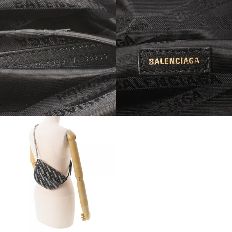 BALENCIAGA print waist bag black / white 565510 unisex leather body