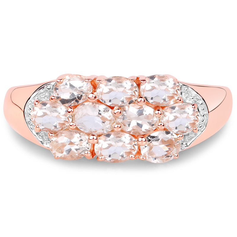 1.50 Carat Genuine Morganite .925 Sterling Silver Ring