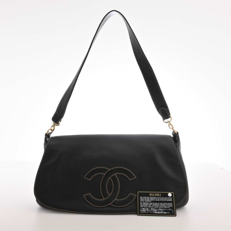 Chanel Womens Leather Shoulder Bag Black