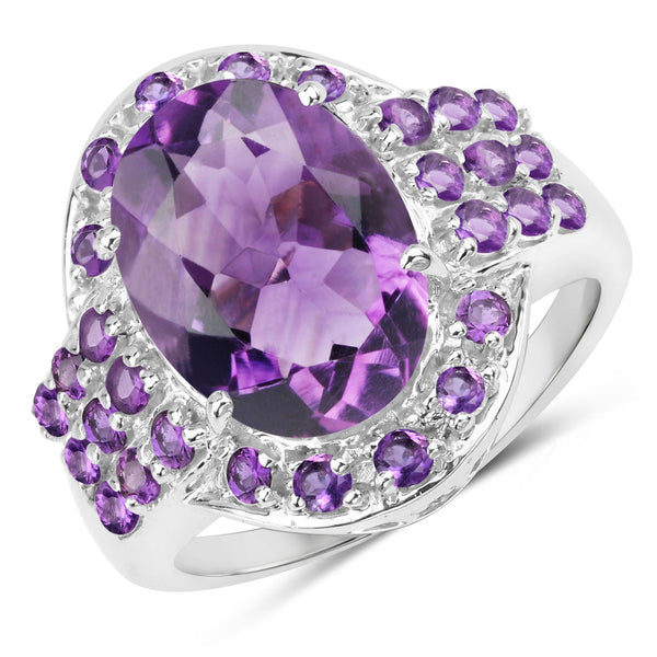5.64 Carat Genuine Amethyst .925 Sterling Silver Ring