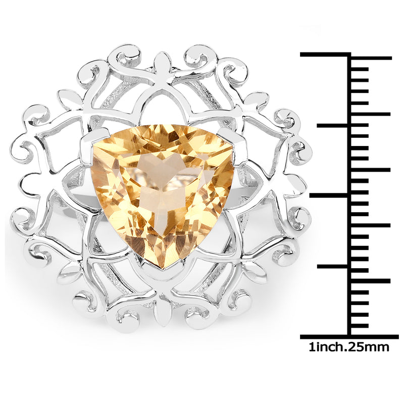 5.71 Carat Genuine Citrine .925 Sterling Silver Ring