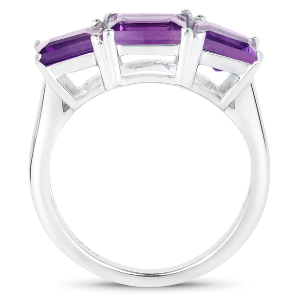 4.37 Carat Genuine Amethyst .925 Sterling Silver Ring