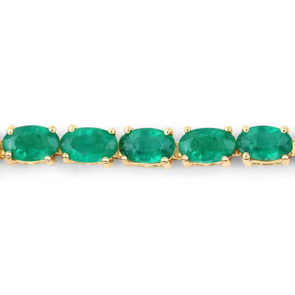 6.46 Carat Genuine Zambian Emerald 14K Yellow Gold Bracelet