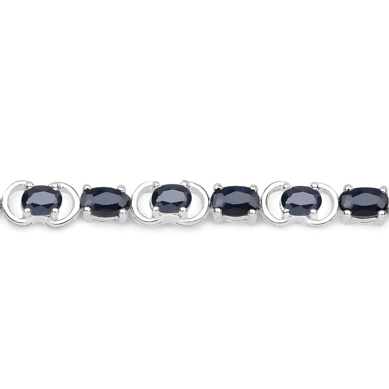 7.41 Carat Genuine Black Sapphire .925 Sterling Silver Bracelet