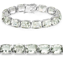 69.00 Carat Genuine Green Amethyst .925 Sterling Silver Bracelet