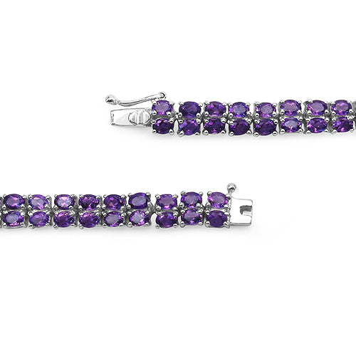 15.20 Carat Genuine Amethyst .925 Sterling Silver Bracelet