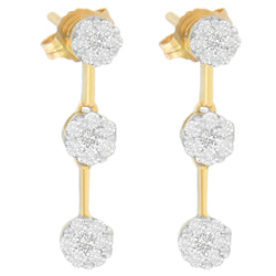 14K Yellow Gold Round Diamond Earrings (1.05 cttw, H-I Color, SI1-SI2 Clarity)