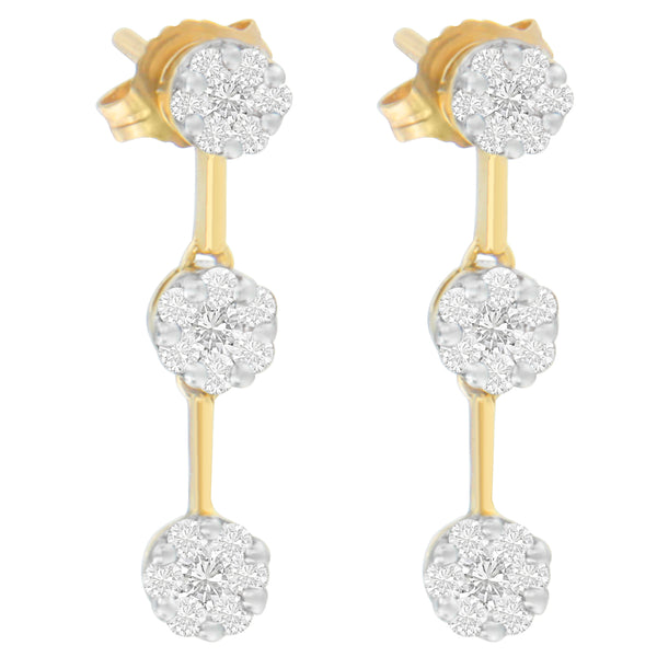 14K Yellow Gold Round Diamond Earrings (1.05 cttw, H-I Color, SI1-SI2 Clarity)