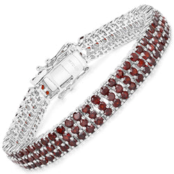 13.68 Carat Genuine Garnet .925 Sterling Silver Bracelet