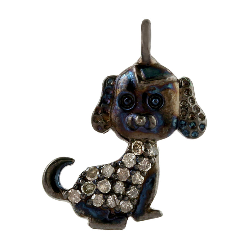 Pave Diamond Dog Pendant Sterling Silver Jewelry Halloween Sale