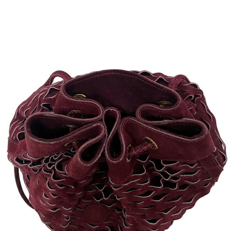 Fendi Backpack Bordeaux 228-257430-049 Suede FENDI Mesh AmiAmi Ladies Red