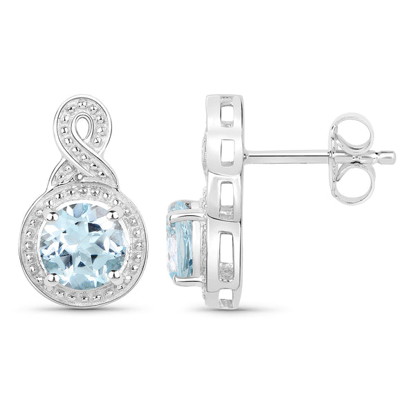 1.90 Carat Genuine Blue Topaz .925 Sterling Silver Earrings