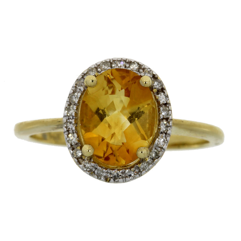 Natural 1.86ct Citrine Diamond Ring 14KT Yellow Gold