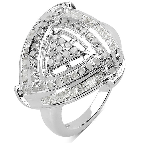 1.23 Carat Genuine White Diamond .925 Sterling Silver Ring