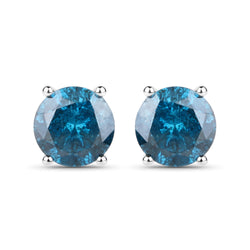 0.90 Carat Genuine Blue Diamond 14K White Gold Earrings