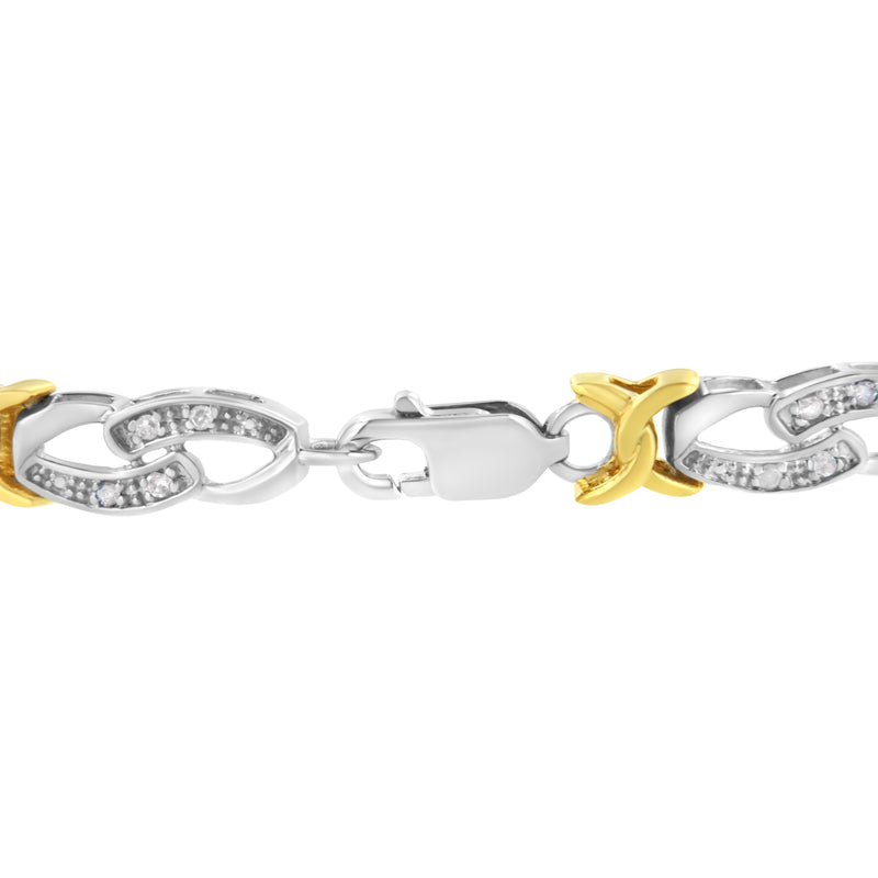 10k Yellow Gold Plated Sterling Silver 1/4 cttw Diamond Infinity and X Link Bracelet (I-J Clarity, I2-I3 Color) - Size 7.25"