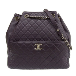 Chanel Matelasse Leather Shoulder BagTote Bag Purple