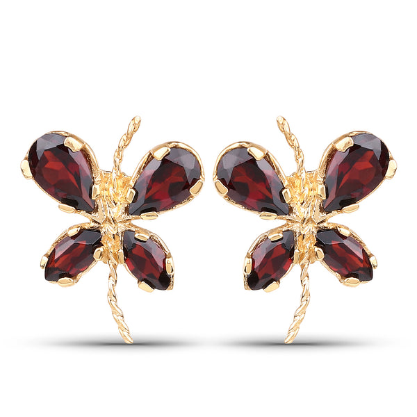 1.48 Carat Genuine Garnet 10K Yellow Gold Earrings