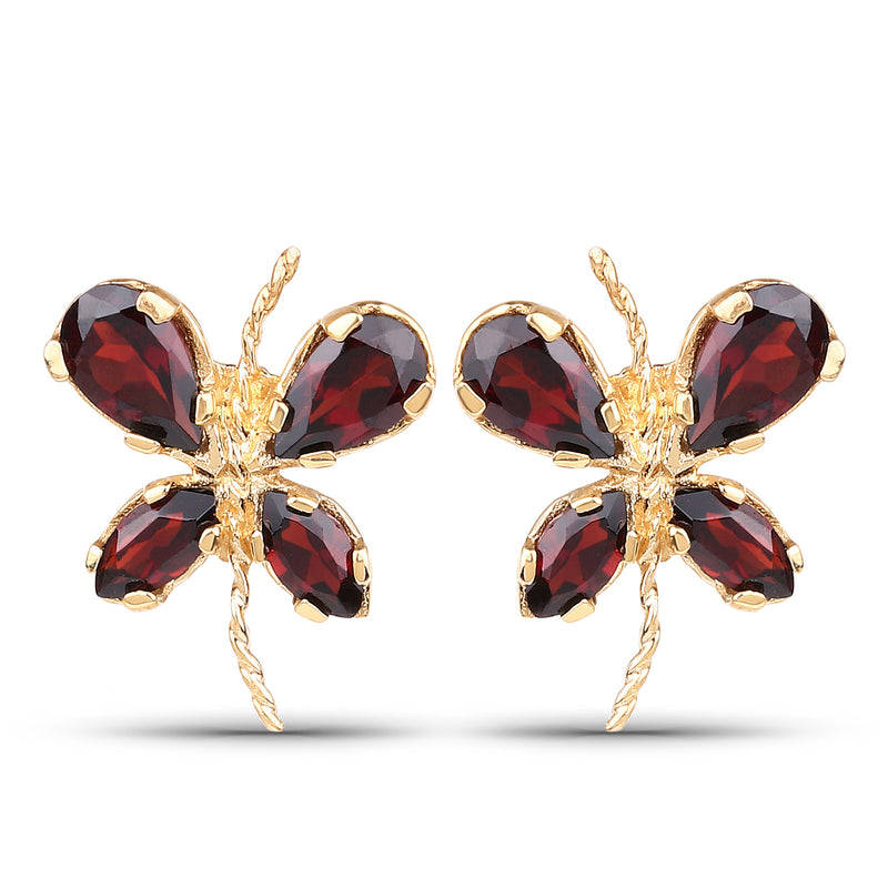 1.48 Carat Genuine Garnet 10K Yellow Gold Earrings