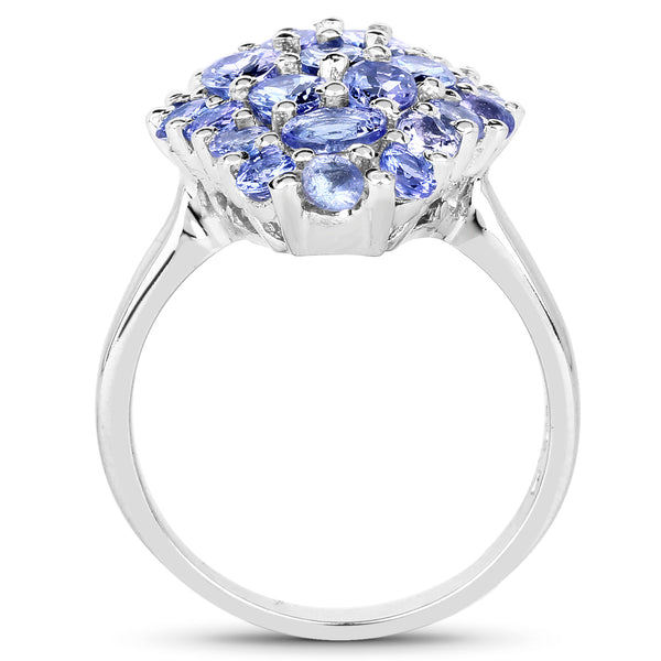 2.79 Carat Genuine Tanzanite .925 Sterling Silver Ring