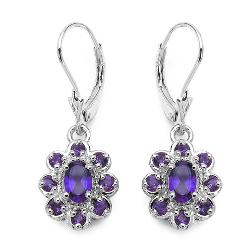 1.36 Carat Genuine Amethyst .925 Sterling Silver Earrings