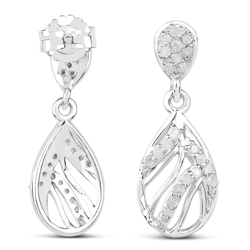 0.49 Carat Genuine White Diamond .925 Sterling Silver Earrings