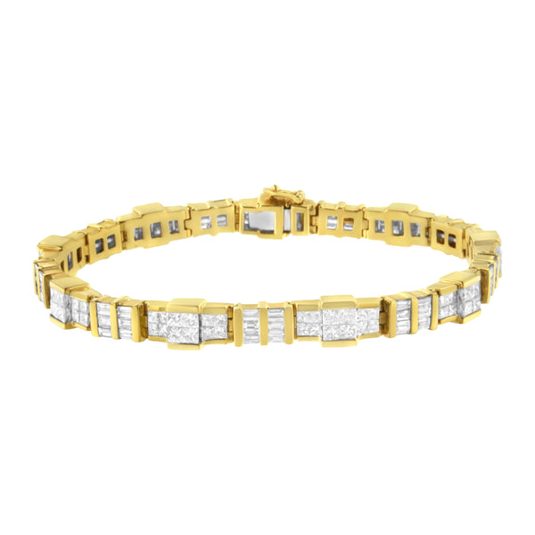 14K Yellow Gold Baguette and Princess-Cut Diamond Bracelet (8.30 cttw, H-I Color, SI1-SI2 Clarity)