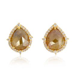 Ice Diamond Stud Earrings Solid 18k Yellow Gold Fine Jewelry For Gift