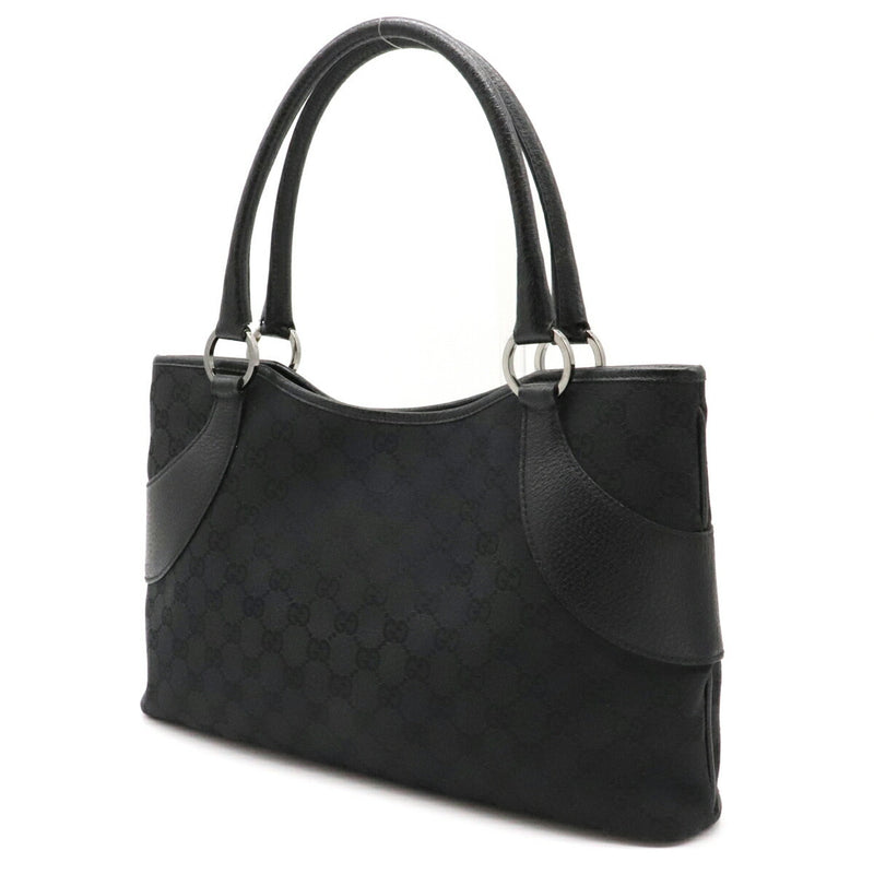 Gucci GG canvas tote bag leather black 113015