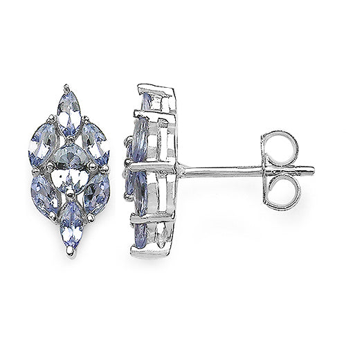 1.30 Carat Genuine Tanzanite .925 Sterling Silver Earrings