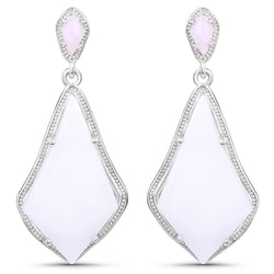 14.40 Carat Genuine Pink Opal .925 Sterling Silver Earrings