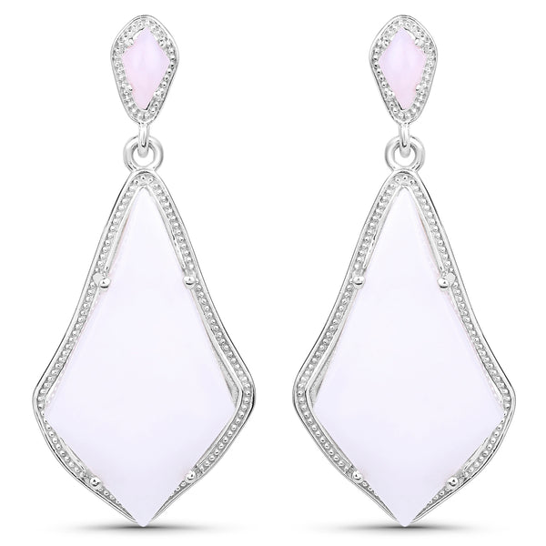 14.40 Carat Genuine Pink Opal .925 Sterling Silver Earrings