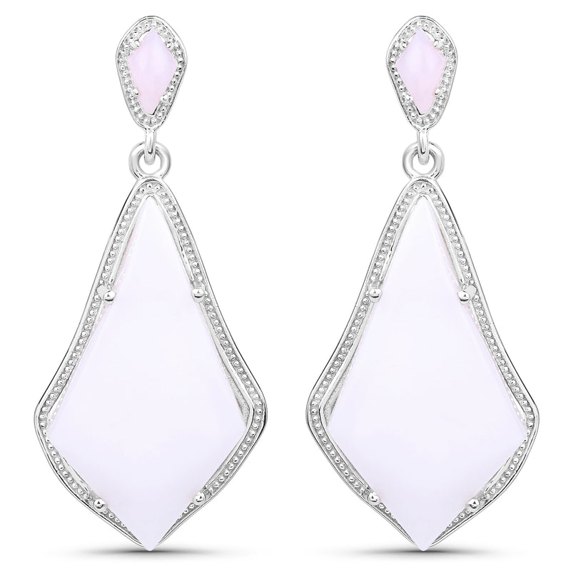 14.40 Carat Genuine Pink Opal .925 Sterling Silver Earrings