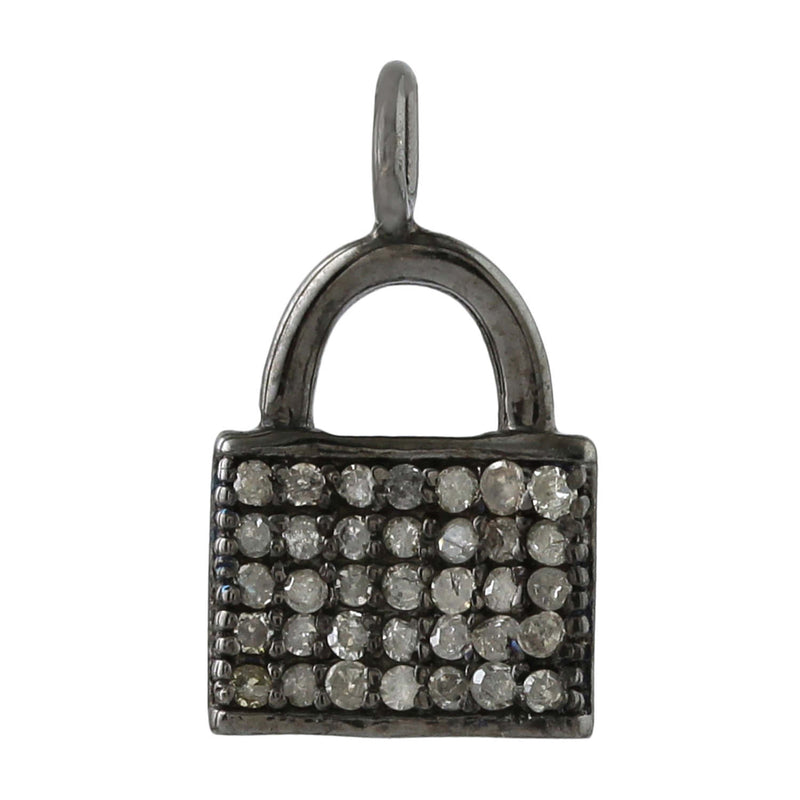 Diamond 925 Sterling Silver Lock Charm Pendant Handmade Jewelry