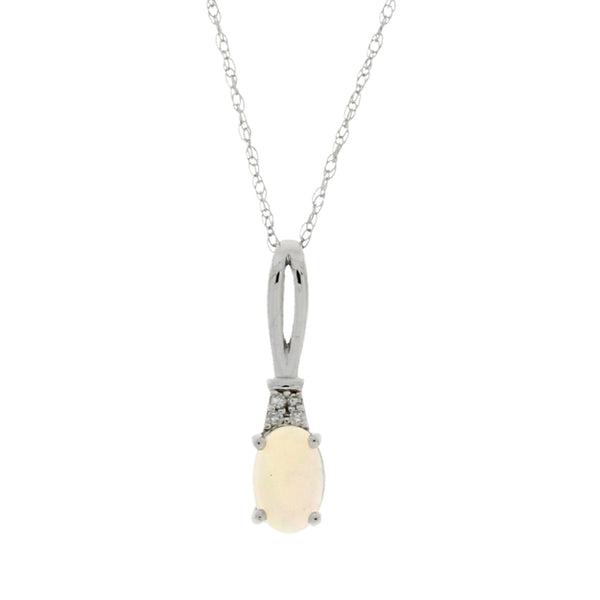 .02ct Opal Diamond Fashion Pendants 14KT White Gold