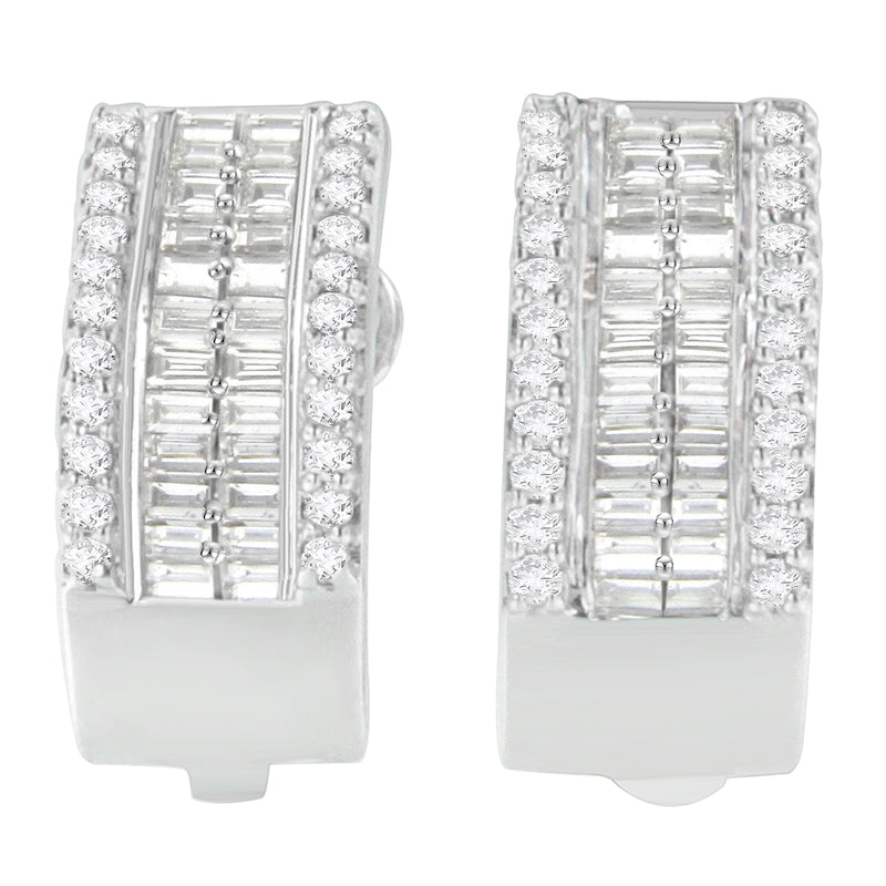 14K White Gold 1 cttw Diamond Huggy Earrings (H-I, SI2-I1)