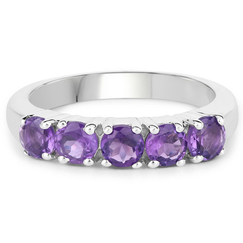 1.20 Carat Genuine Amethyst .925 Sterling Silver Ring