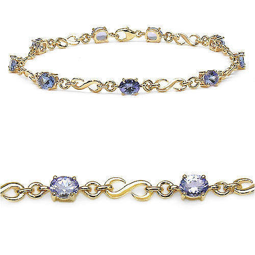 2.97 Carat Genuine Tanzanite 14K Yellow Gold Bracelet