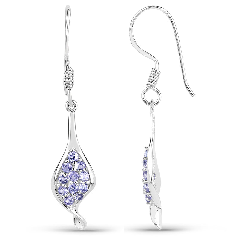 0.75 Carat Genuine Tanzanite .925 Sterling Silver Earrings