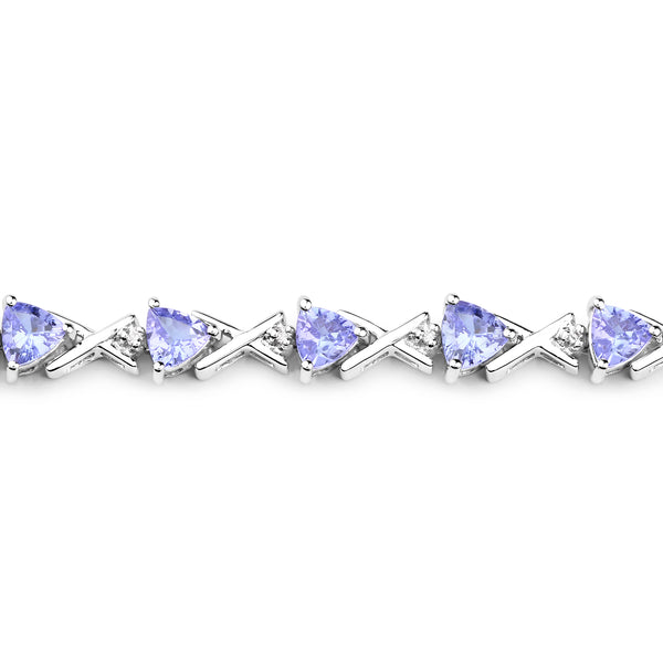 14K White Gold 4.47 Carat Genuine Tanzanite and White Diamond Bracelet